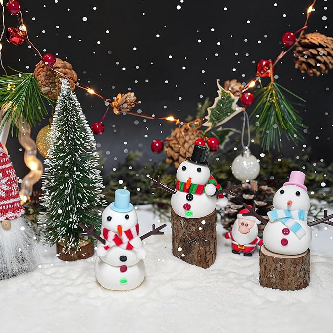 LAWOHO Build a Snowman Kit - 500ML Crystal Slime, Clay & Christmas Charms, Snowman Crafts for Kids, Stocking Stuffers for Adults, Slime Party Favors Kit