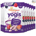 Happy Baby Organic Yogis Freeze-Dried Yogurt & Fruit Snacks, Mixed Berry, 1-Ounce Pouches (Pack of 8)