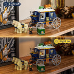 Western Treasure Stagecoach Lighting Building-Bricks Set - Old West Carriage and Horse 307 Pcs Collection Display Set for West Lovers