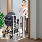 Adjustable Baby Safety Swing Gate, Hardware-Mounted Metal Gate for Stairs and Doorways, Secure Latch for Kids and Pets (White, 24"-40.5" W x 28.75" H)