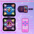 Upgraded Dance Mat for Kids, Single & Double Players Mode Electronic Dance Pad with Light-up 12-Button Wireless Bluetooth 5 Game Modes Christmas Birthday Gift for Girls Boys Ages 3 4 5 6 7 8 8-12