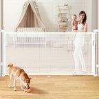Retractable Baby Gates Dog Gate for Stairs, 55" Wide Mesh Baby Gate Pet Gate for The House, 34" Tall Child Safety Gates for Doorways, Hallways, Deck, Porch, Indoor, Outdoor