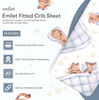 100% Cotton Fitted Crib Sheet, Woodland Dreams Sleeping Animal Pattern, Fox Fawn Lion Tiger, Standard 52 x 28 in Crib Mattress Fit