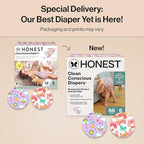 The Honest Company Clean Conscious Diapers for Delicate Skin | Up to 100% Leakproof | Hypoallergenic, Fragrance Free | Girl Prints | Super Club Box, Size 6 (35+ lbs), 68 Count (Prints May Vary)