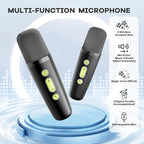 YLL Mini Karaoke Machine with 2 Wireless Microphones, TOP Kids Gifts for Girls Ages 3, 4, 5, 6, 7, 8, 9,10,11,12 +Year Old, 4-12 Years Old Birthday Toy Gift for Girls Boys Party (Black Green)