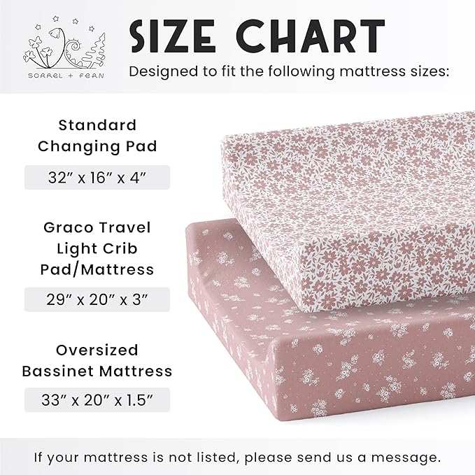 Baby Changing Pad Cover 2-Pack for Girls (Antique Rose) - Premium Fitted Sheets Baby Diaper Changing Table Cover - Buttery Soft Cotton Blend