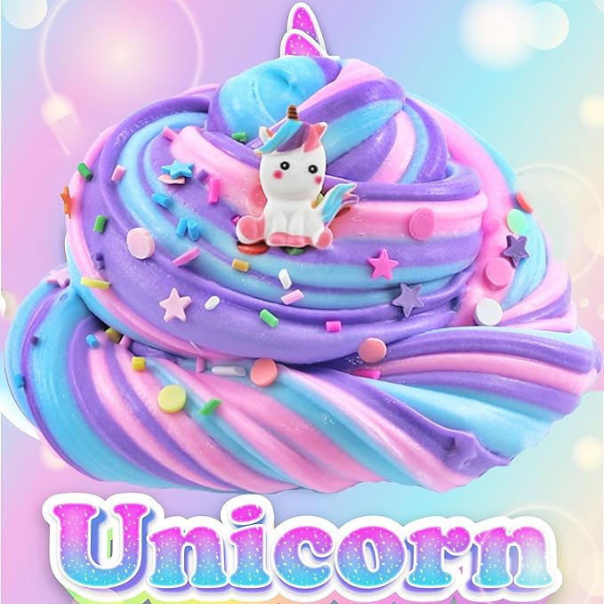 Unicorm Butter Slime kit 3 Colors,Fidget Toy,Squeezing Toys,DIY Education Art Craft Toys,Super Soft and Non Sticky,Scented,Party Favors and Birthday, in Bucket (10OZ)