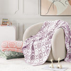 WRENSONGE Checkered Throw Blanket Lilac Smiling Face Soft Cozy Fluffy Warm Hand Made Weave Throw Blankets for Couch, Sofa, Chair, Bed, Camping, Picnic, Travel Lightweight Bed Blanket - 60"*80"