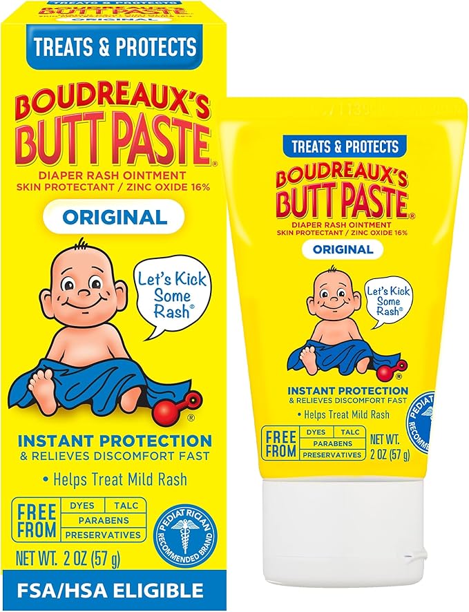Boudreaux's Butt Paste Original Diaper Rash Cream, Ointment for Baby, 2 oz Tube