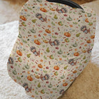 Thanksgiving Turkey Pumpkins Car Seat Covers Vintage Autumn Leaves Stretchy 5-in-1 Cover Adjustable Infant Carseat Cover Canopy Fall Harvest Breathable Nursing Cover-Up