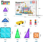 PicassoTiles 120pcs Mini Size Magnetic Tiles Magnet Toys Diamond Series Sensory Construction Building Blocks Set STEM Learning Travel Size Educational Toy for Kids Boys Girls Toddlers Age 3+ PTM120