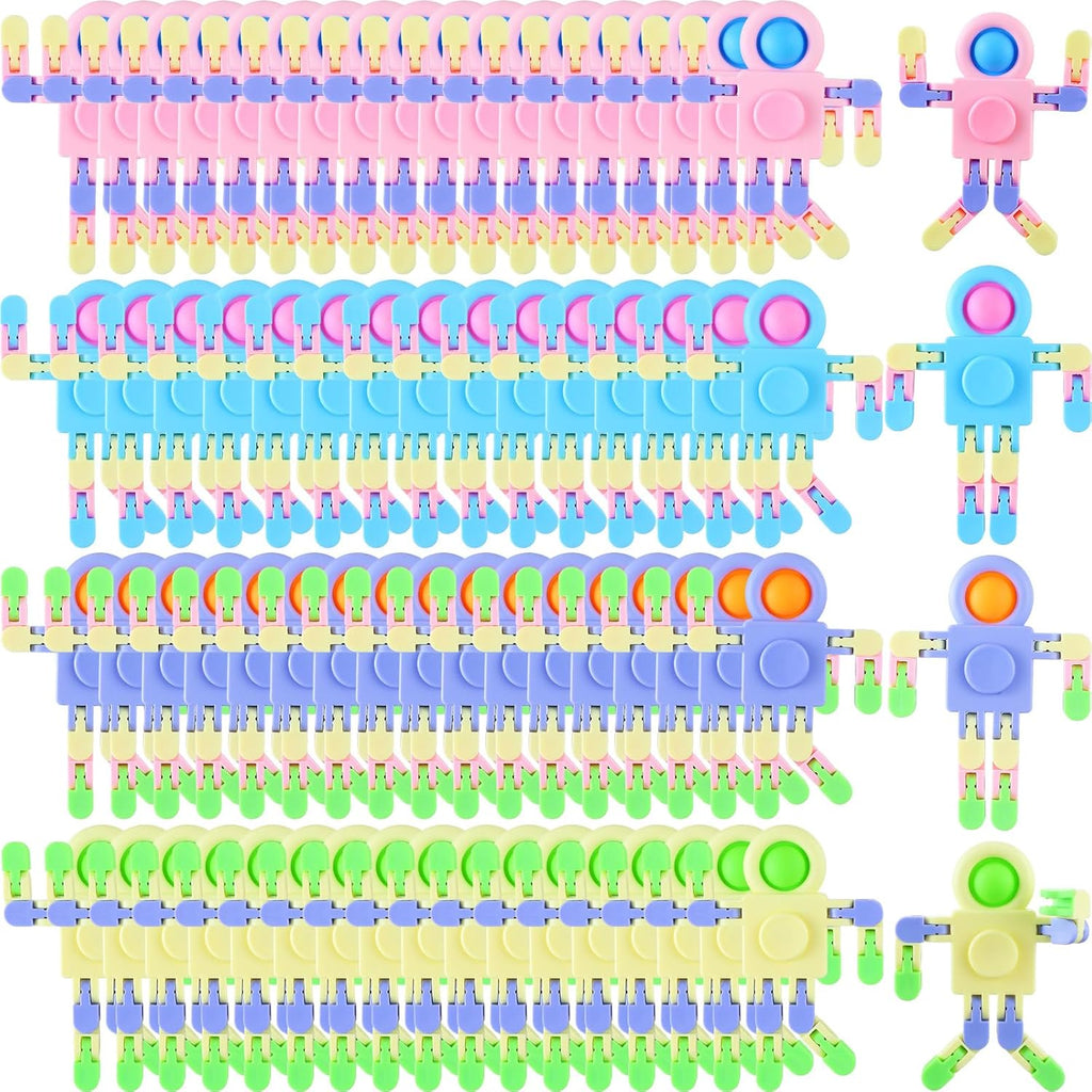 72 Pcs Warm Color Fidget Sensory Spinner Toys Transformable Chain Robot Fingertip Toy Sensory for Anxiety, Stress Relief ADHD Autism Pinata Goodie Bag Stuffers