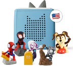 Toniebox Audio Player Starter Set with Spidey, Ghost-Spider, Spin, Black Panther, and Playtime Puppy - Listen, Learn, and Play with One Huggable Little Box - Light Blue
