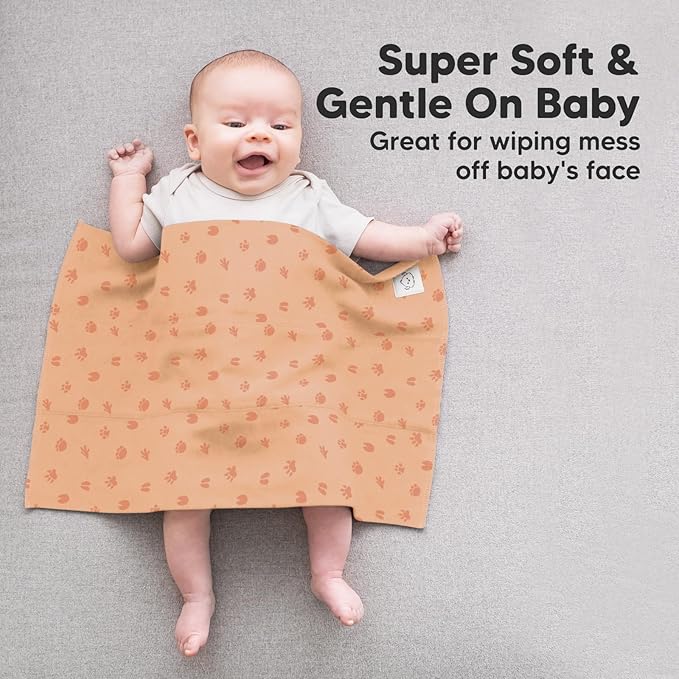 Organic Burp Cloths Baby Boy, Girl - 6-Pack Large Cotton Burping Cloths for Babies, Spit Up Rags, Super Absorbent, Ultra Soft Newborn Rag, Gender Neutral, Machine Washable, Durable (Wilderness)