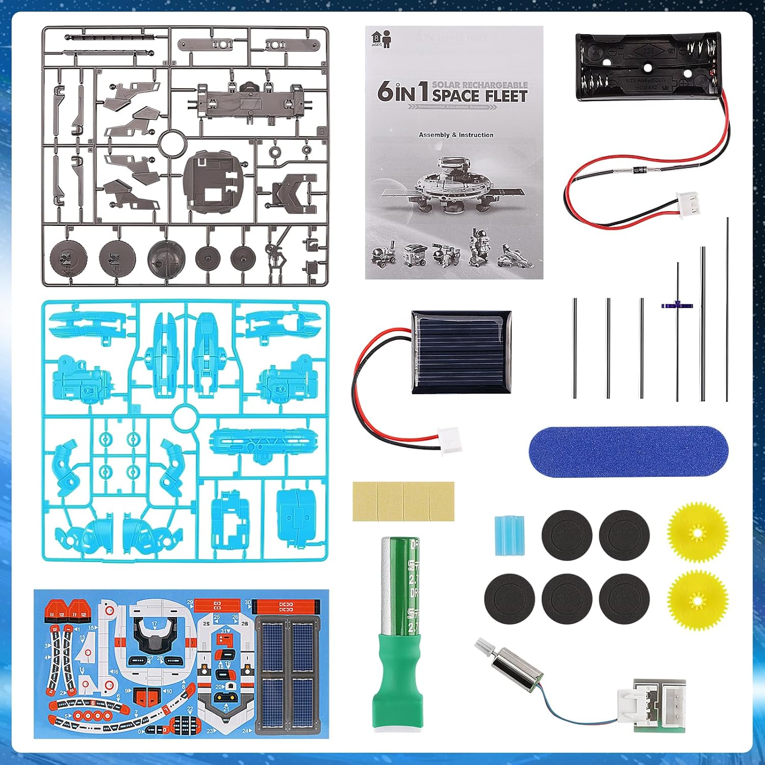 STEM Projects for Kids Ages 8-12 Solar Robot Kit 6-in-1 Space Toys for 10-Year-Old Boy Girl Gift Building Toys Science Kits Christmas Birthday Gifts for 8 9 10 11 12 Year Old, Blue