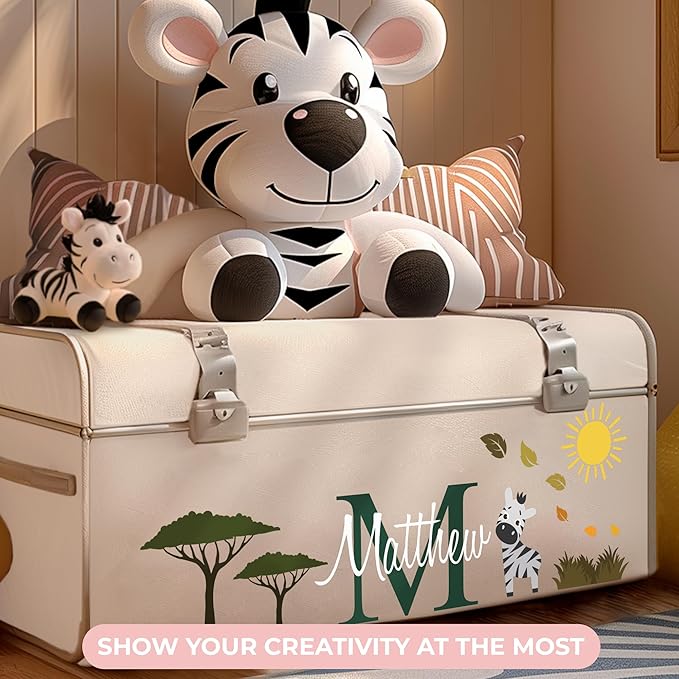 Personalized Name Jungle Animals Vinyl Wall Decor I Nursery Wall Decal for Baby Boy & Girl Decoration I Stickers for Kids I Multiple Sizes (E. Zebra)