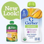 Gerber Stage 2 Baby Food, Organic Pear Mango Avocado, Baby Food Pouches, Puree, 12PK