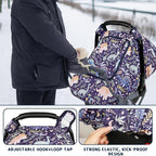 Pea Pod Car Seat Cover Baby, Infant Car Seat Canopy Covers for Newborn with 2 Layers Windows of Breathable Mesh Fabric, Lightweight Polyester/Soft Minky Dot Backing (Dinosaur)