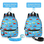 Accmor Toddler Backpack with Leash, Baby Backpacks with Anti Lost Wrist Link, Cute Mini Kids Backpack Leash Walking Harness for Travel, Small Excavator Backpack Tether for Boys Girls 1-3 (Light Blue)