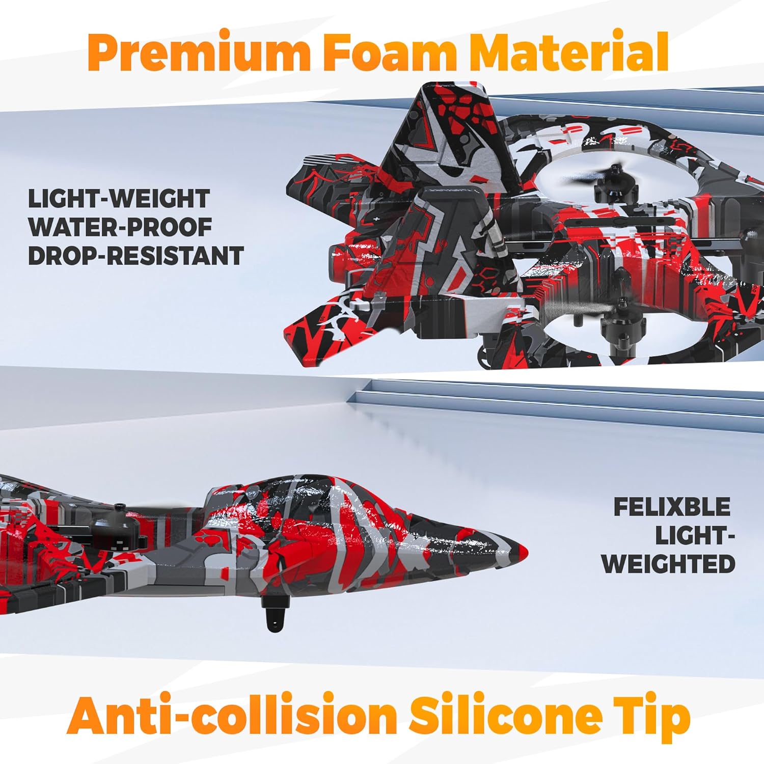 BEZGAR HQ057X RC Fighter Airplane丨Mini Drone Remote Control Jet Plane Stunt Drone for Adults & Kids Toy with Light Gift for Kids Beginner Red