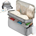 Breastmilk Cooler Bag with 6 Ice Pack, Wearable Breast Pump Bag Compatible with Willow, Elvie, Medela & Momcozy M5/S12 Pro Pumps & Accessories for Work, Travel and Family Use Grey