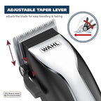 Wahl Home Haircutting Corded Clipper Kit with Adjustable Taper Lever, and 10 Color Coded Guards for Easy Clipping & Trimming - Model 79722