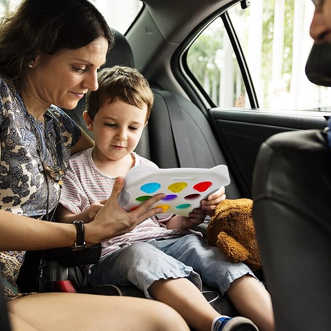 LiKee Fidget Popper Sensory Baby Toys for 10+ Months, Push and Popping Busy Board, Montessori Toys for 1+ Years Old, Airplane Car Travel Toy for Toddlers 1-3 Stress Relief (1 Piece)