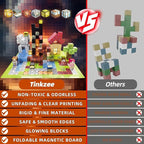 200 PCS Magnetic Building Blocks with 15 LED Light-Up Blocks (Replaceable Battery)&Foldable Magnetic Board,STEM Educational Magnet Cube Set,Creative Construction Toy Gift for Kids (Boys&Girls Ages 3+)