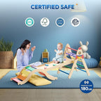 Pikler Triangle Set with Cushion, 9-in-1 Kids Climbing Toys for Toddlers 1-3 Inside, Montessori Toddler Climbing Toys Indoor, Large Wooden Pikler Triangle Climbing Set Baby Playground for Children