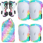 Kids Knee and Elbow Pads Set, 7 in 1 Skating Protective Gear for Skateboard, Roller Skating, Scooter, Cycling, 3-8 Years