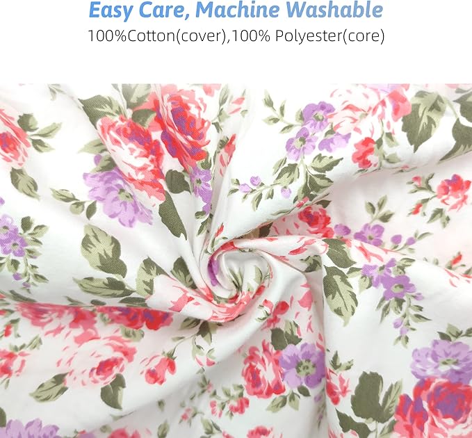 LAT Nursing Pillow for Breastfeeding,100% Cotton Removable Cover,Ergonomic Breast Feeding Pillows for Mom and Baby,Machine Washable(Flower)