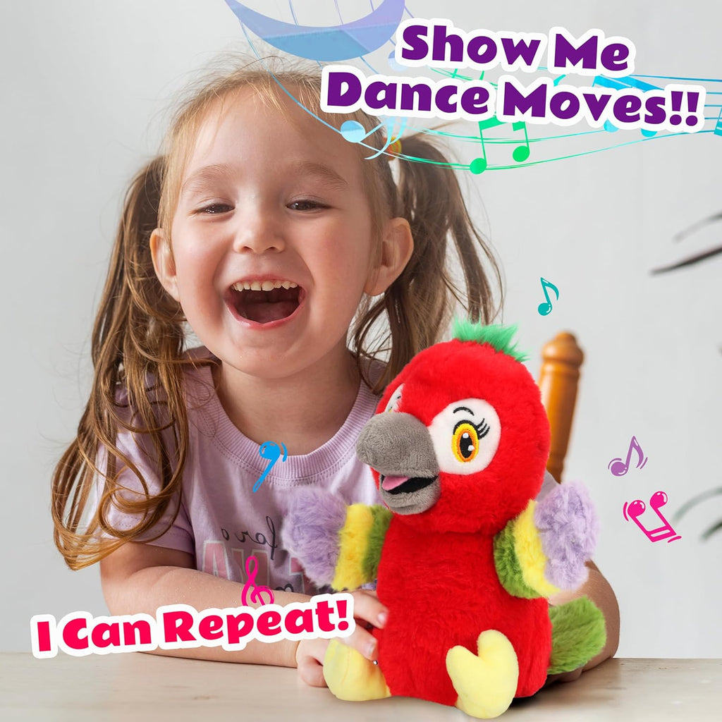 Cuteoy Talking Parrot Repeat What You Say Musical Stuffed Animal Shaking Singing Plush Toy Electric Interactive Animated Plushies for Kids Girls Boys Birthday