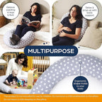 Niimo XXL Pregnancy Pillow & Baby Feeding Pillow - 2022 Double Platinum Winning Maternity Pillow, 100% Cotton Pregnancy Pillow Cover, Machine-Washable, Pregnancy Must Haves