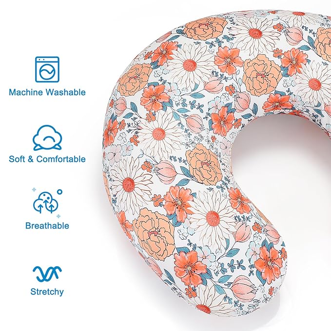 Accmor 2 Pack Nursing Pillow Covers, Stretchy Nursing Cover for Breastfeeding, Ultra Soft Comfortable Pillow Slipcover for Baby Girls Boys Newborn