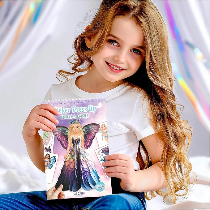 Sticker Dress up Fairies and Angels. Sticker Activity Book for Kids, Learn to Dress up Fairies and Angels with Guide for Kids 5 and up. Girls Fashion Paper Dolls