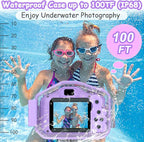 Agoigo Kids Waterproof Camera - Children Underwater HD Video Digital Camcorder, Portable Travel Toy for Toddler - Ideal Christmas Birthday Gifts for Boys Girls Age 3-12 with 32GB Card (Purple)