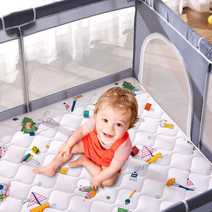 Baby Play Mat - 79" X 71",Premium Thicker Foam One-Piece Crawling Mat, Machine Washable, Extra Large Anti-Slip Activity Playmat for Babies, Toddlers & Infants