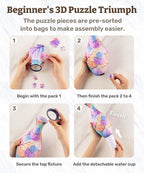 Pintoo 3D Puzzle Vase Unique Flower Vase Made by 160 Curved Plastic Puzzle Pieces House Warming Gift for Flower Arrangements and Home Decoration - [S1025] (Translucent, Magpies on Plum Tree)