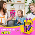 Wishouse Walkie Talkies for Kids Rechargeable Long Range,Xmas Birthday Gift for 4 5 6 7 8 9 Year Old Girls,Hiking Gear Camping Games Cool Toys with NOAA,SOS Siren,Lamp,Lanyards,Easy to Use,2 Pack