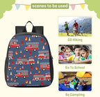 Cartoon Fire Trucks Toddler Backpack Waterproof Mini Backpack Boys/Girls Cute Small Backpack Kindergarten Pre School Bags 13 Inch