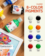 Fantastory Tempera Paint for Kids 8 Colors (8.4 oz Each) Washable, Non-Toxic for Poster and Sponge Painting, Finger and Hand Paint Bottles Gifts
