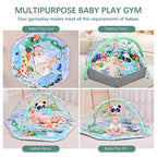 Baby Play Gym & Activity Mat,10-in-1 Tummy Time Mat,Panda Washable Baby Playmat with Detachable Toys,2 in 1 Baby Mat & Fence for Sensory Exploration and Motor Skill Development at Different Stages