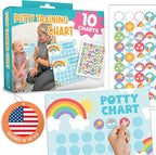 Hadley Designs Potty Training Chart for Toddlers Boys -10 Sticker Potty Chart for Toddlers Girls, 8.5x11" Potty Training Sticker Charts for Toilet Success, Rainbow Toddler Reward Chart for Kids