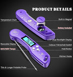 DOQAUS Digital Meat Thermometer, Instant Read Food Thermometers for Cooking, Kitchen Probe with Backlit & Reversible Display, Wide Temperature Range for Turkey, Grill, BBQ, Baking, Bread, Sourdough