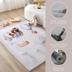 Stylish Coral Baby Play Mat for Floor 47" x 67" Dinosaur Balloons – Soft 1" Thick High-Density Memory Foam Nursery Rug,Kids Rug with Non-Slip Backing for Crawling & Playing, Playroom Rug, Kids Carpet