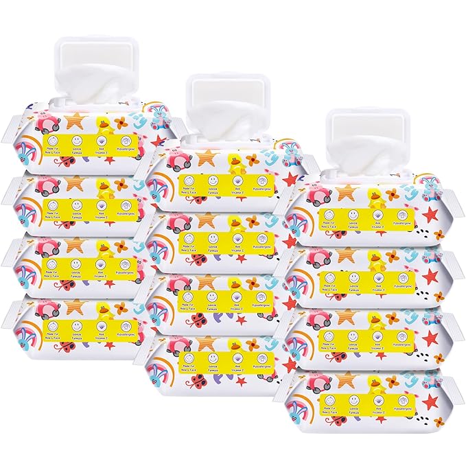 HAPPY BUM Saline Baby Wipes, Unscented, 360 Count (12 Packs of 30 Wipes) Saline Face Wipes