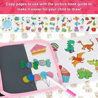 Erasable Doodle Set for Kids - Magic Drawing Book with 12 Watercolor Pens, 14 Pages - Road Trip Car Game Writing Painting Set for Boys and Girls (Rabbit)