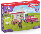 Schleich Horse Club - 113PC Interactive Camping Trip - Car and Camper Caravan Playset with Horse and Rider Figures, Dog Figurine and Accessories for Girls, Boys - Realistic Kids Toys Ages 5+ | 72205