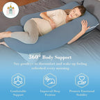 Cute Castle Cooling Cover Pregnancy Pillows, Soft U-Shape Maternity Pillow with Removable Cover - Full Body Pillows for Adults Sleeping - Pregnancy Must Haves - Jumbo 57 Inch - Grey