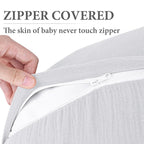 Pro Goleem Muslin Nursing Pillow Cover, 100% Cotton Soft Breathable Feeding Pillow Slipcover for Breastfeeding Moms, Fits Standard Infant Nursing Pillow, for Boys and Girls, 2 Pack (Grey＆Green)